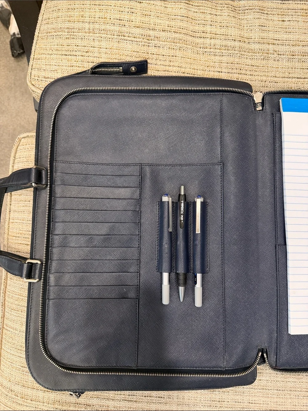 Prada Navy Saffiano Leather Work Briefcase